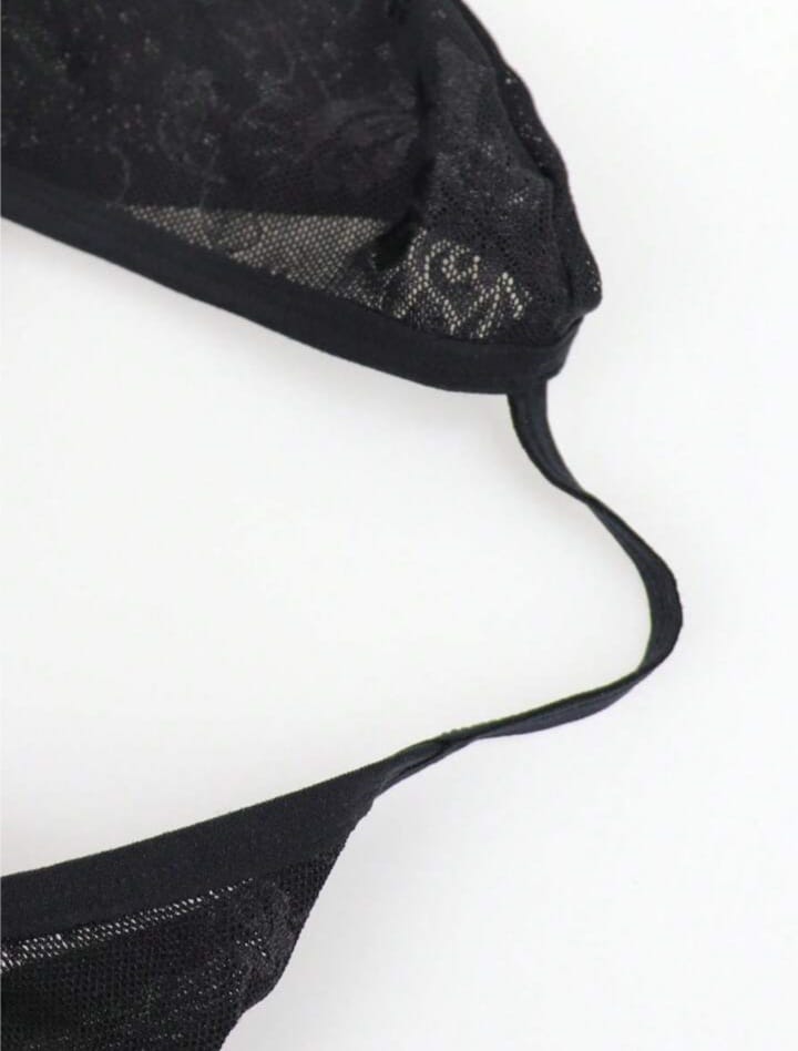 Men's Solid Color Breathable Lace Hollow Thong Underwear